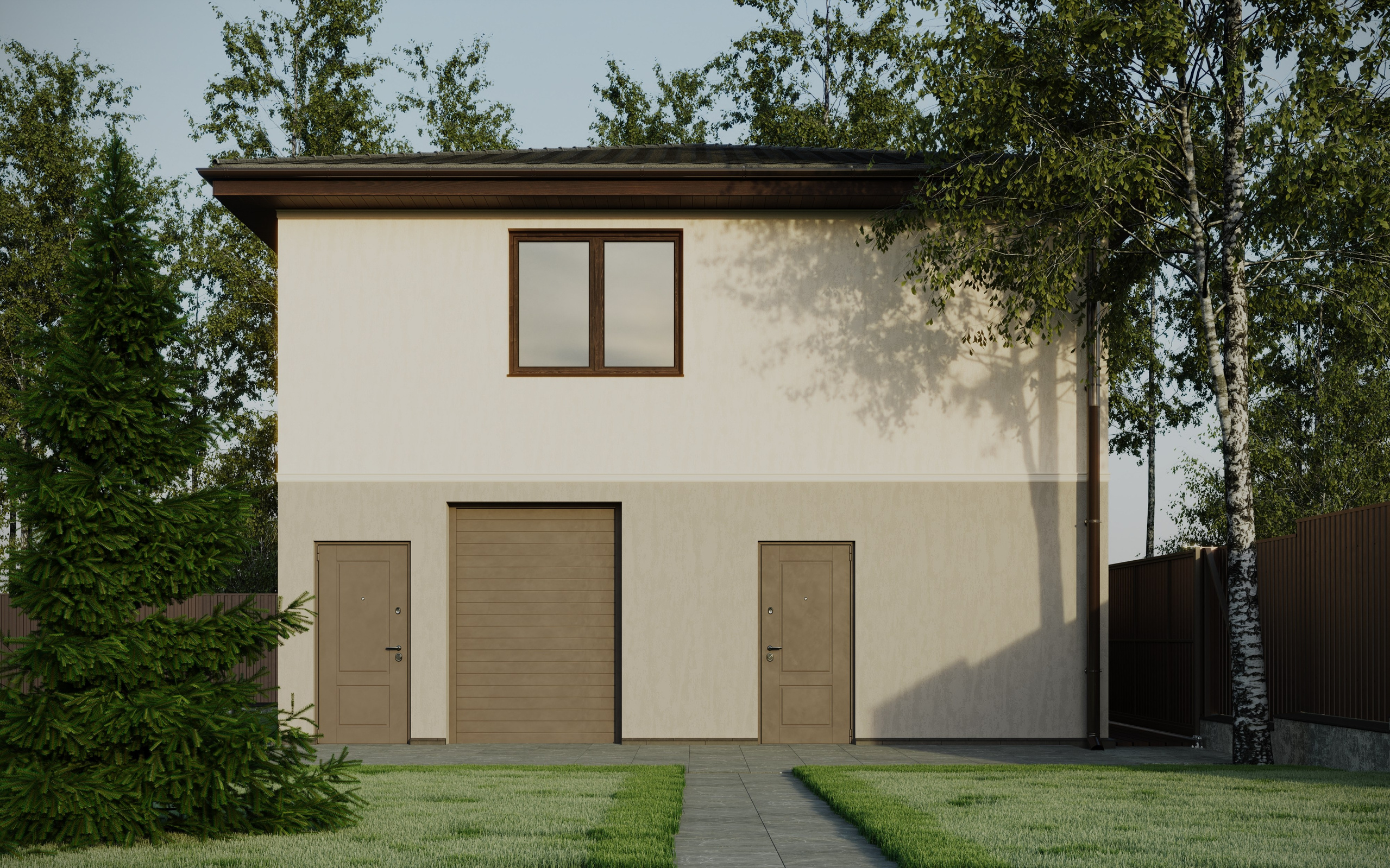 Экстерьер гостевого дома в современном стиле — профессиональная 3D визуализация архитектуры