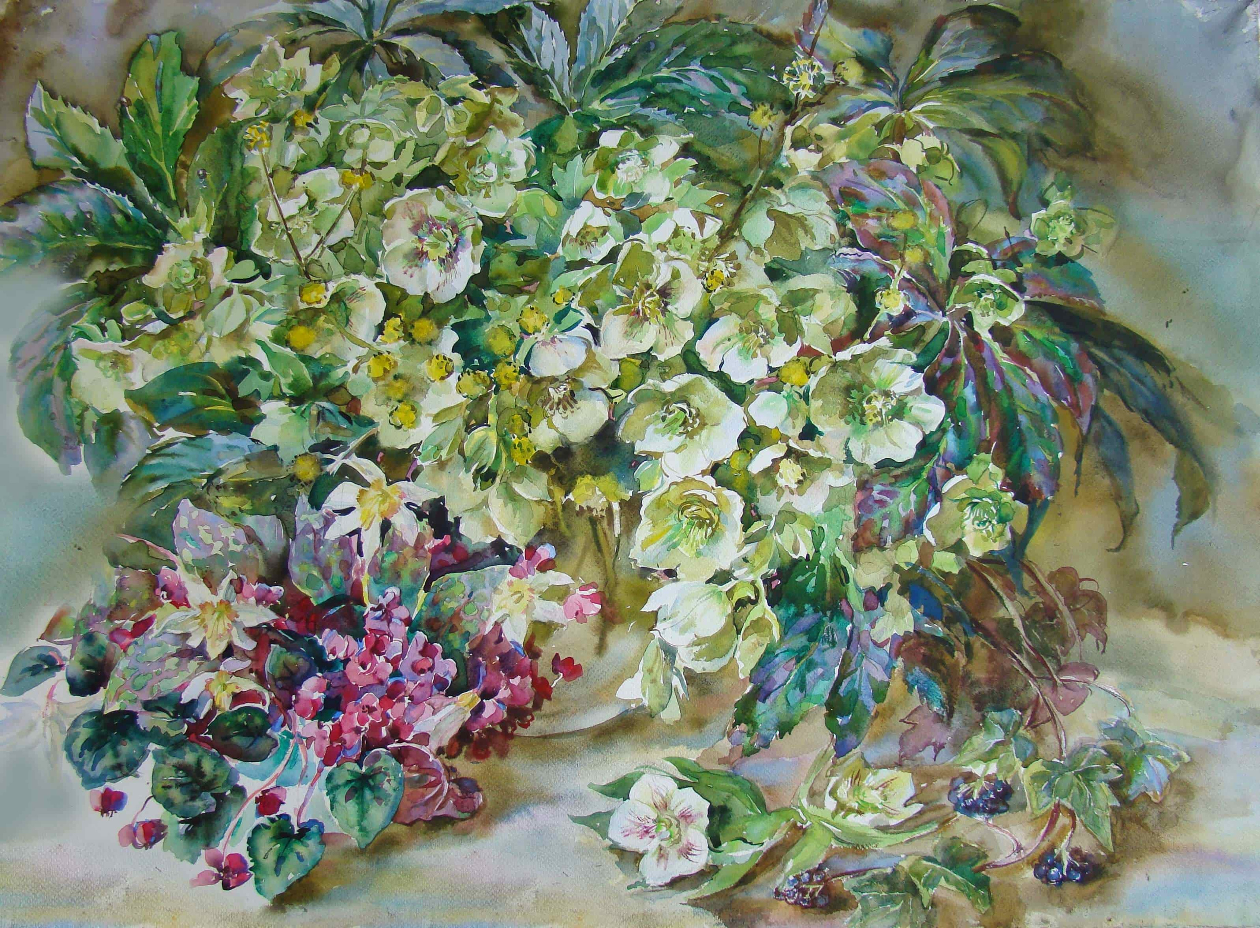 Цветы акварелью: тюльпаны, сирень, подснежники, розы, подсолнухи. Свет акварели Галины Поплавской