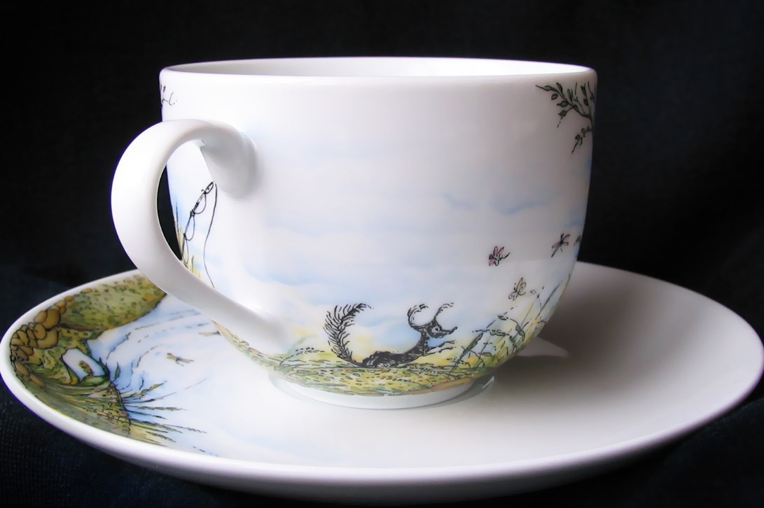 Чайная пара с Муми-троллями. Роспись фарфора на заказ в Санкт-Петербурге. 