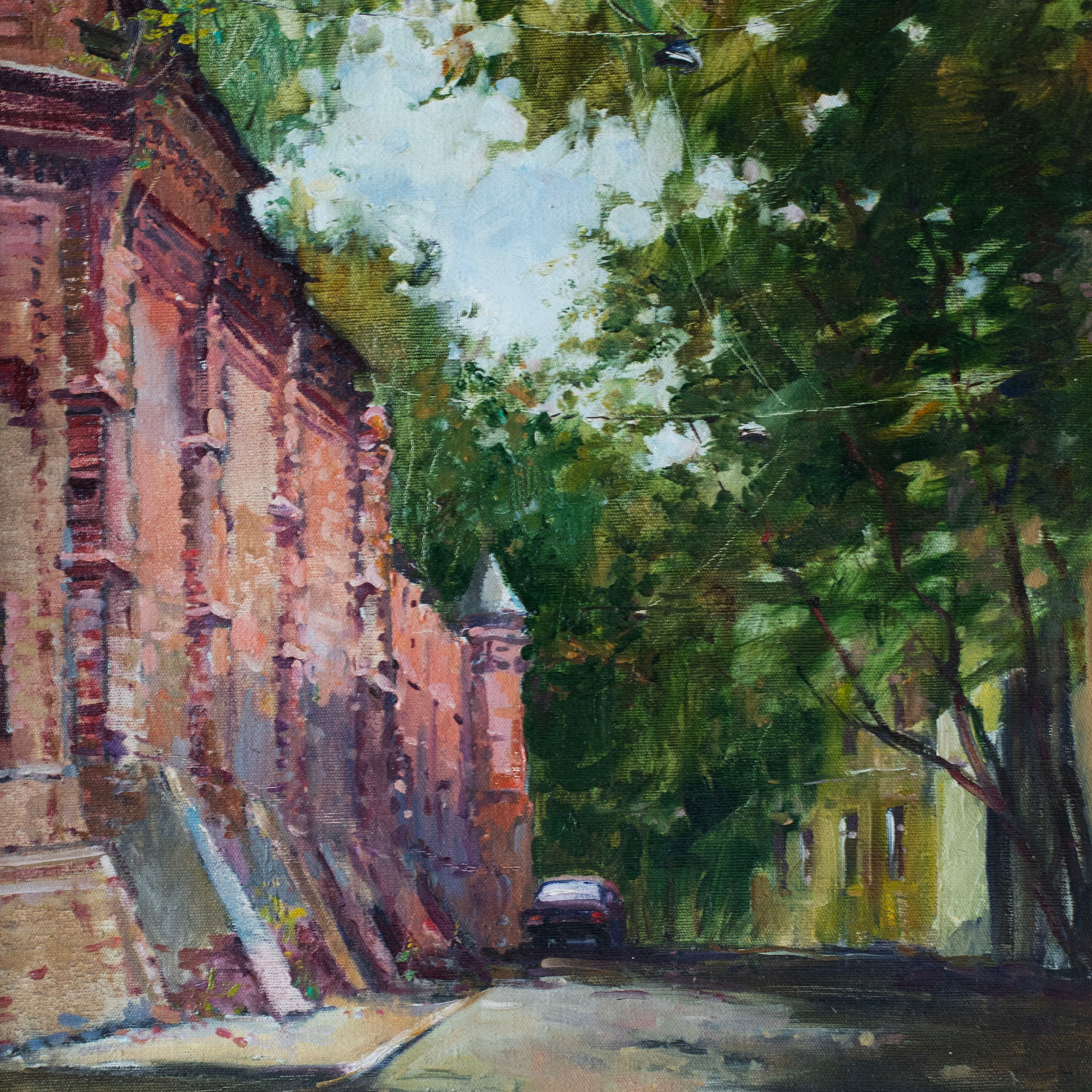 Картина старая Москва, лето, холст масло, художник Станислав Скобелев 