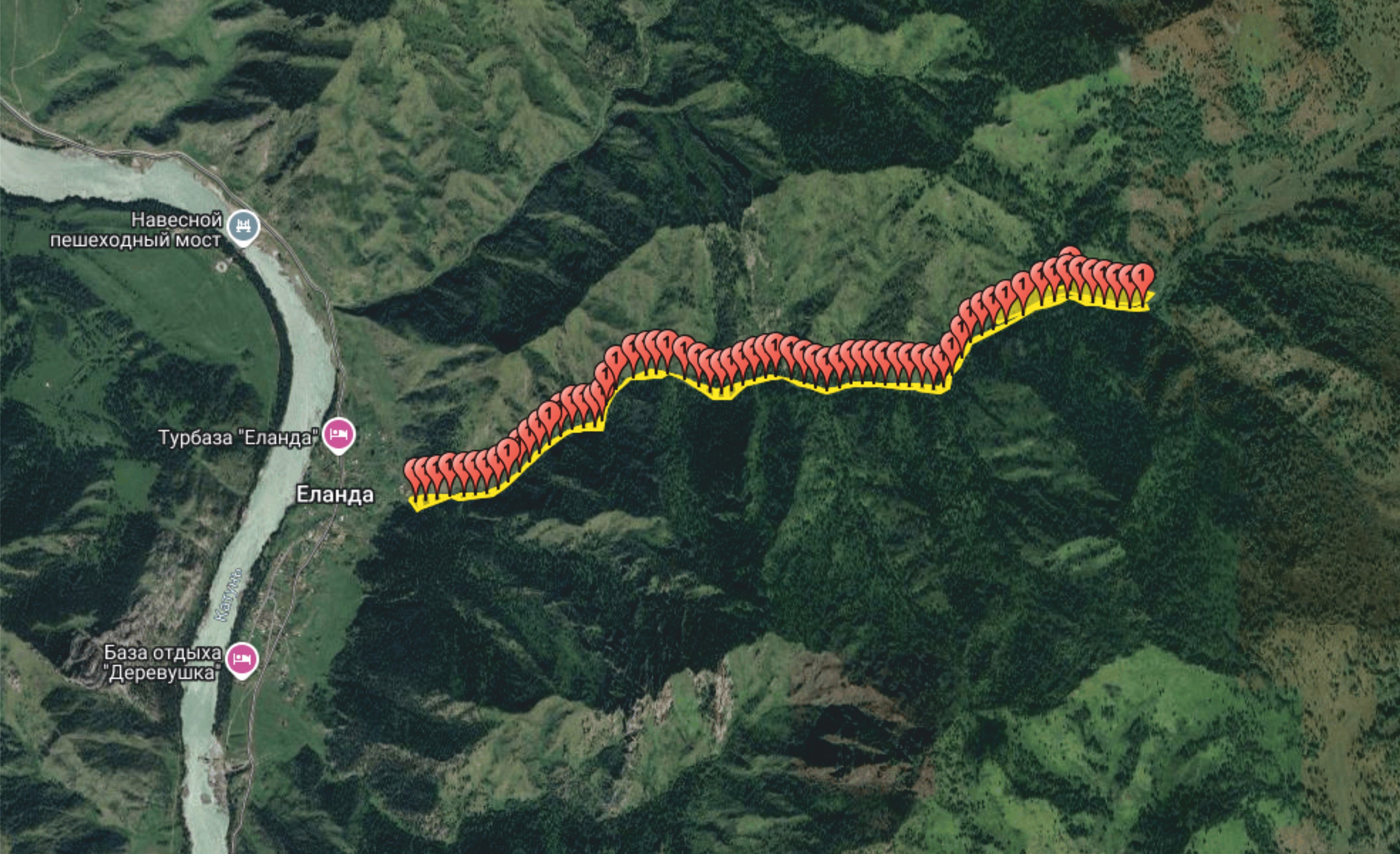Участки по берегу горной реки Верхняя Еланда. Банк земельных участков Алтая