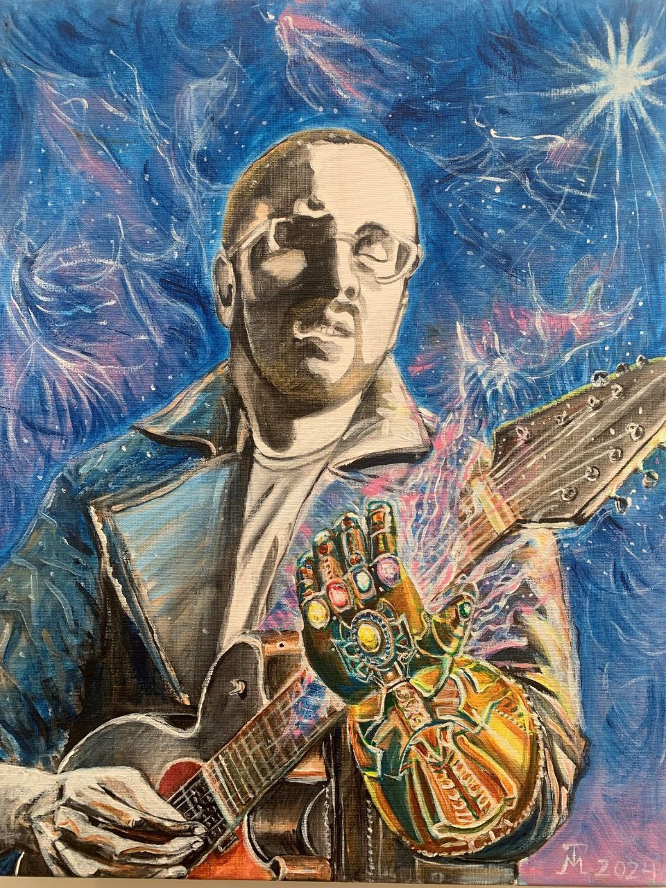 Гитарист/ guitarist 40/50 acrylic on canvas 2024