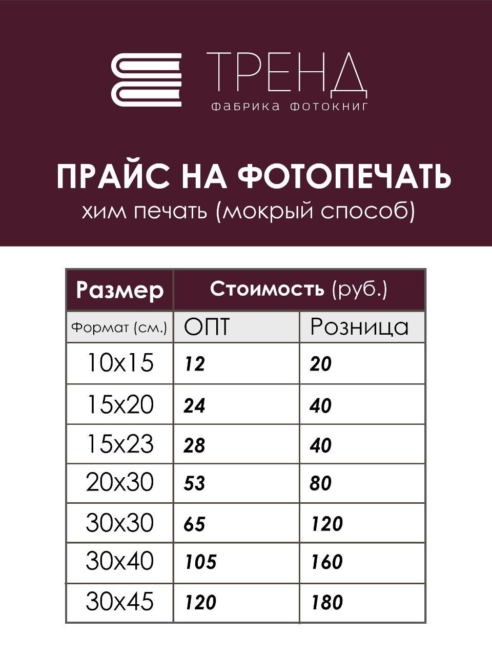 Услуги. Фабрика фотокниг «ТРЕНД» в Тюмени