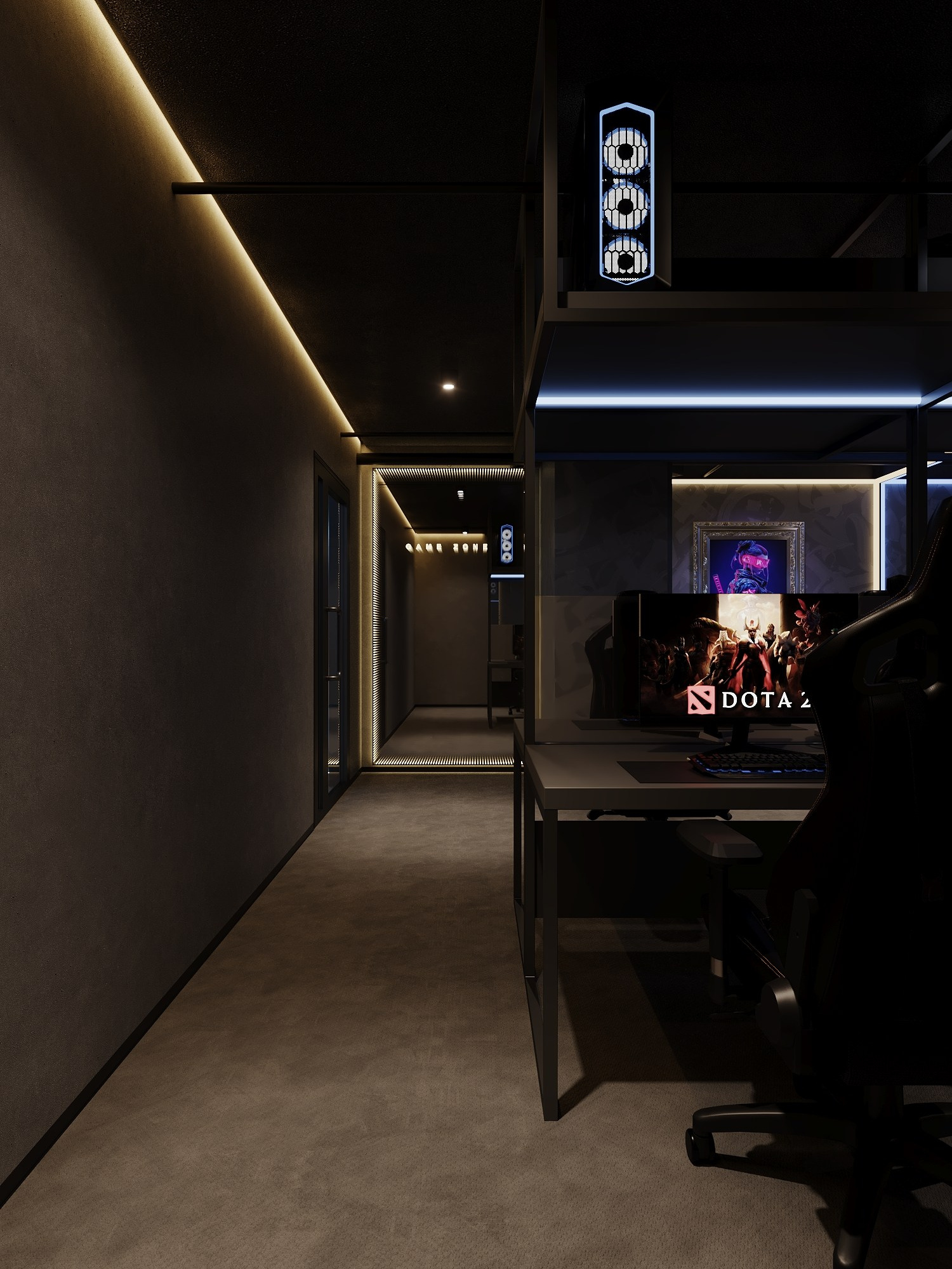 КОМПЬТЕРНЫЙ КЛУБ в КРК «ЗАРЯ» / 520 м². Rezells Architects — студия дизайна жилых и коммерческих интерьеров