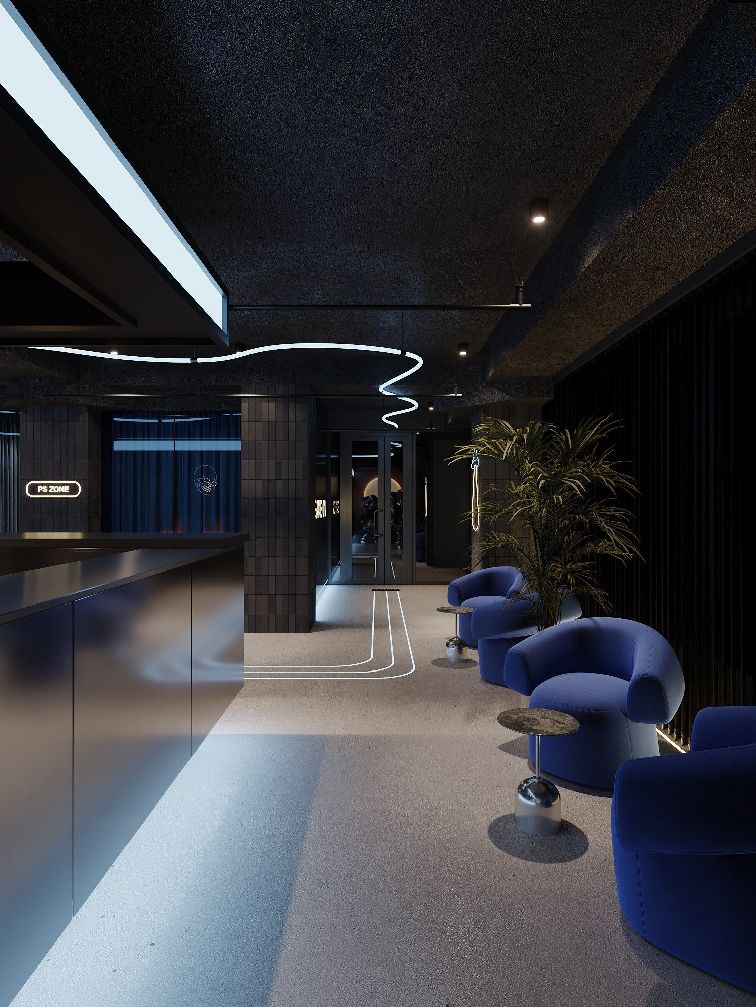 КОМПЬТЕРНЫЙ КЛУБ в КРК «ЗАРЯ» / 520 м². Rezells Architects — студия дизайна жилых и коммерческих интерьеров