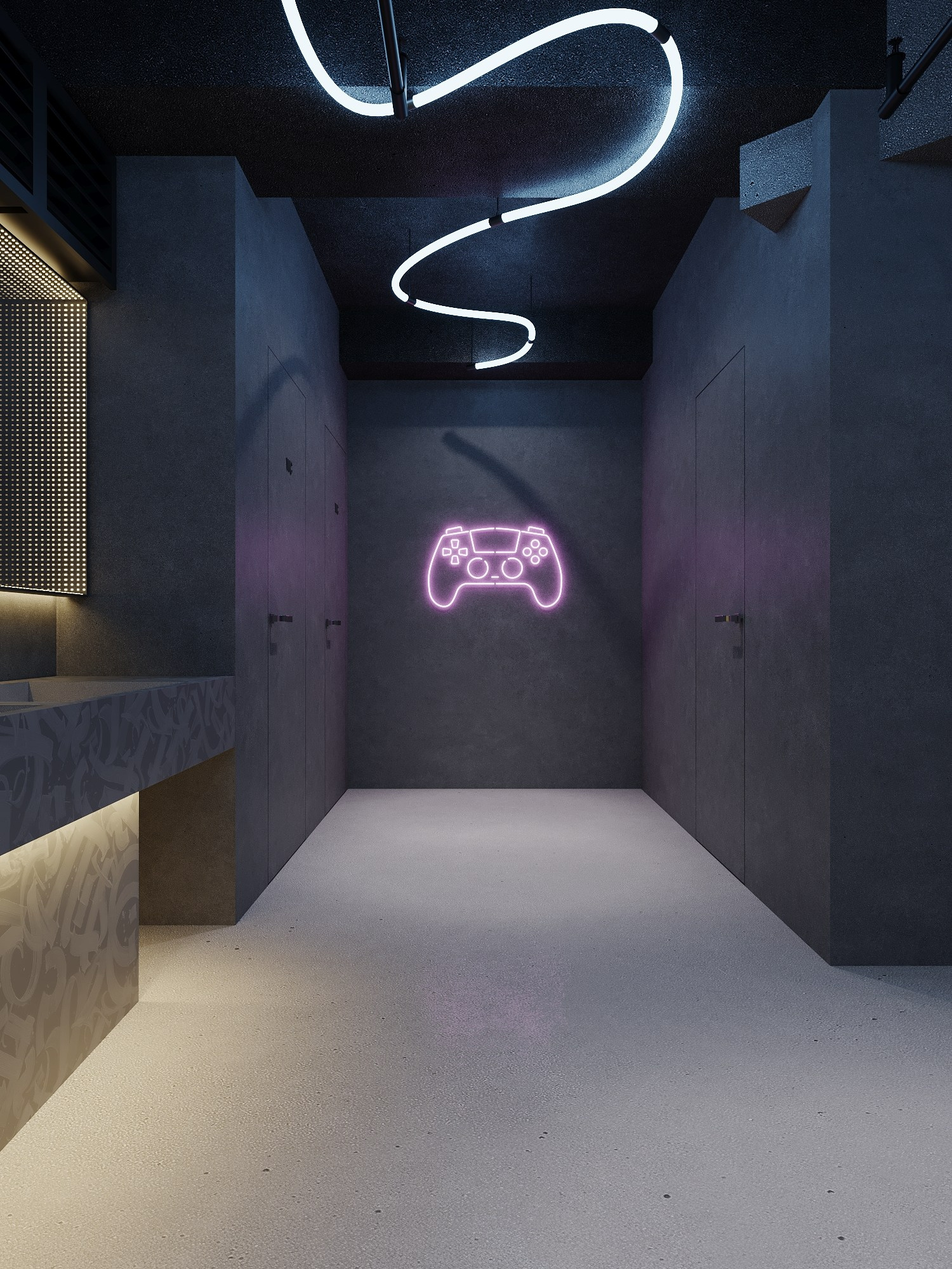 КОМПЬТЕРНЫЙ КЛУБ в КРК «ЗАРЯ» / 520 м². Rezells Architects — студия дизайна жилых и коммерческих интерьеров