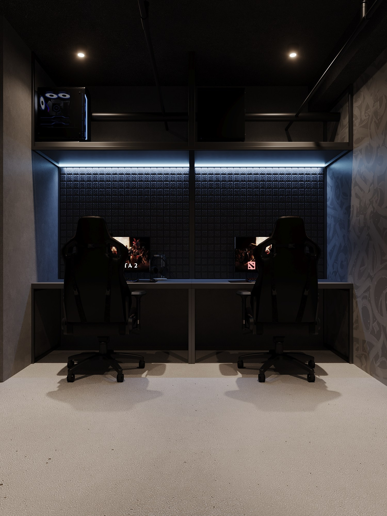 КОМПЬТЕРНЫЙ КЛУБ в КРК «ЗАРЯ» / 520 м². Rezells Architects — студия дизайна жилых и коммерческих интерьеров