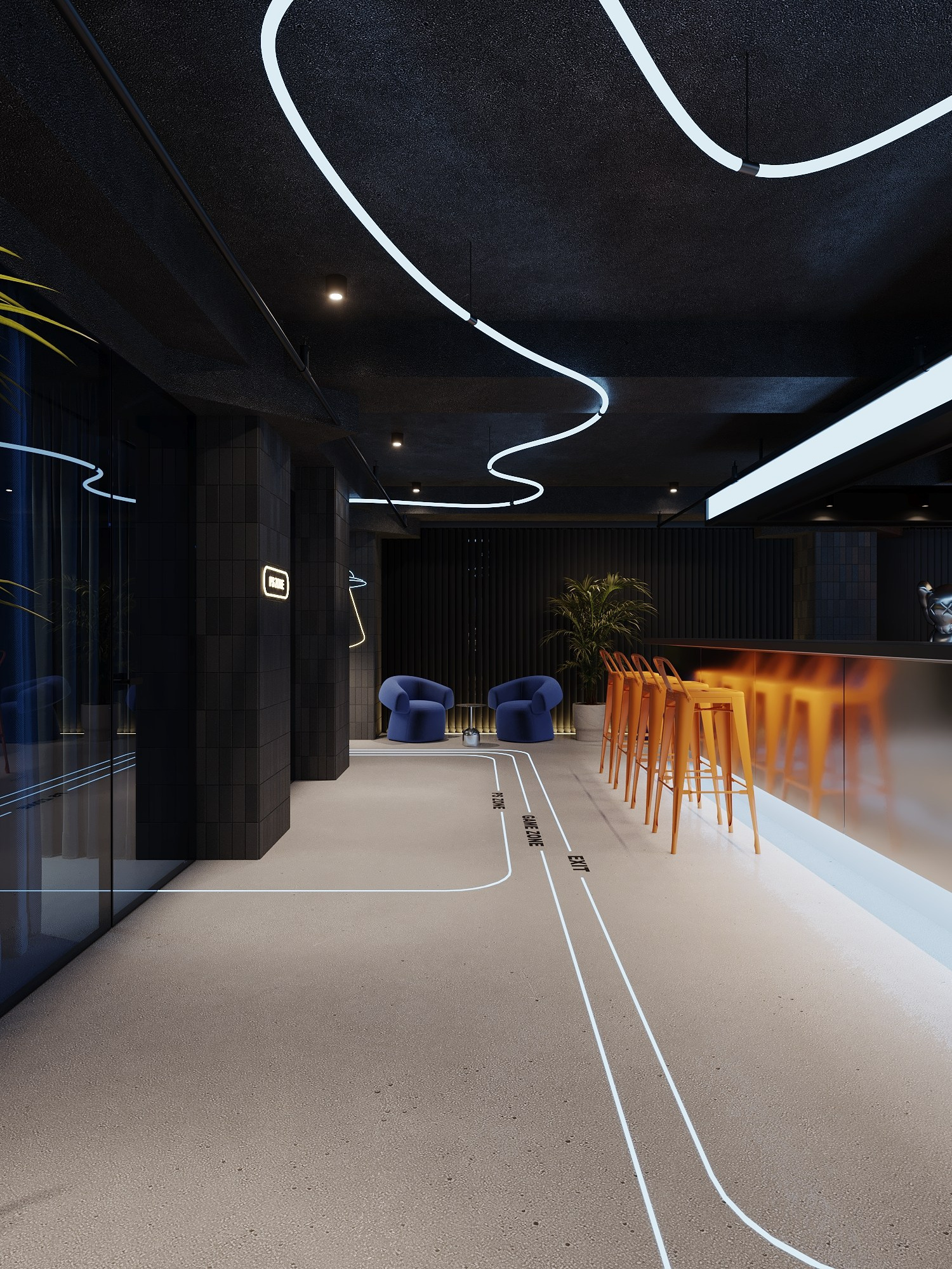 КОМПЬТЕРНЫЙ КЛУБ в КРК «ЗАРЯ» / 520 м². Rezells Architects — студия дизайна жилых и коммерческих интерьеров