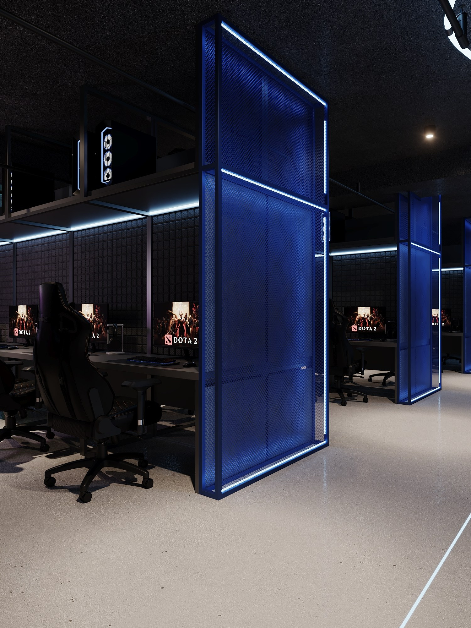 КОМПЬТЕРНЫЙ КЛУБ в КРК «ЗАРЯ» / 520 м². Rezells Architects — студия дизайна жилых и коммерческих интерьеров