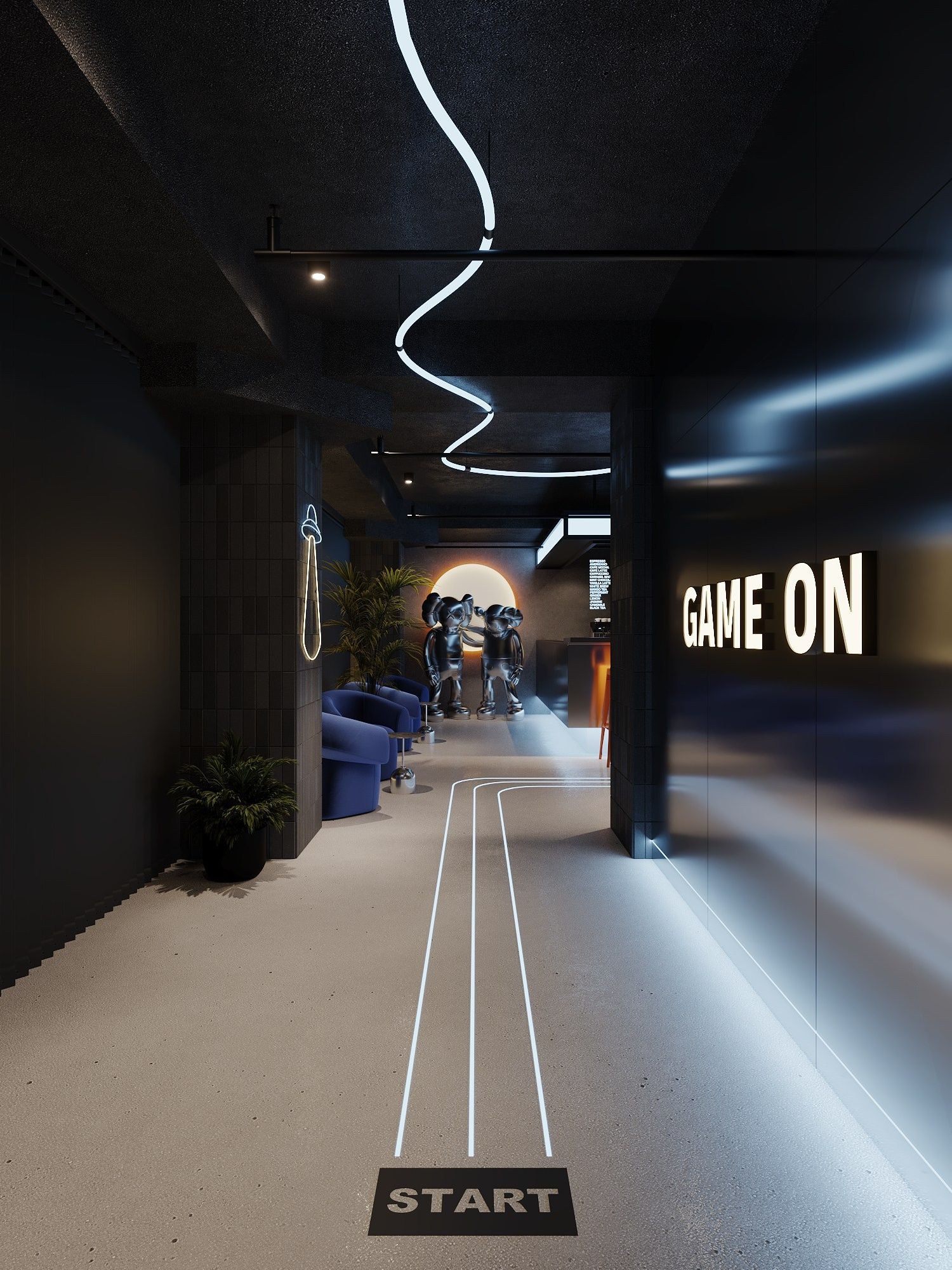 КОМПЬТЕРНЫЙ КЛУБ в КРК «ЗАРЯ» / 520 м². Rezells Architects — студия дизайна жилых и коммерческих интерьеров