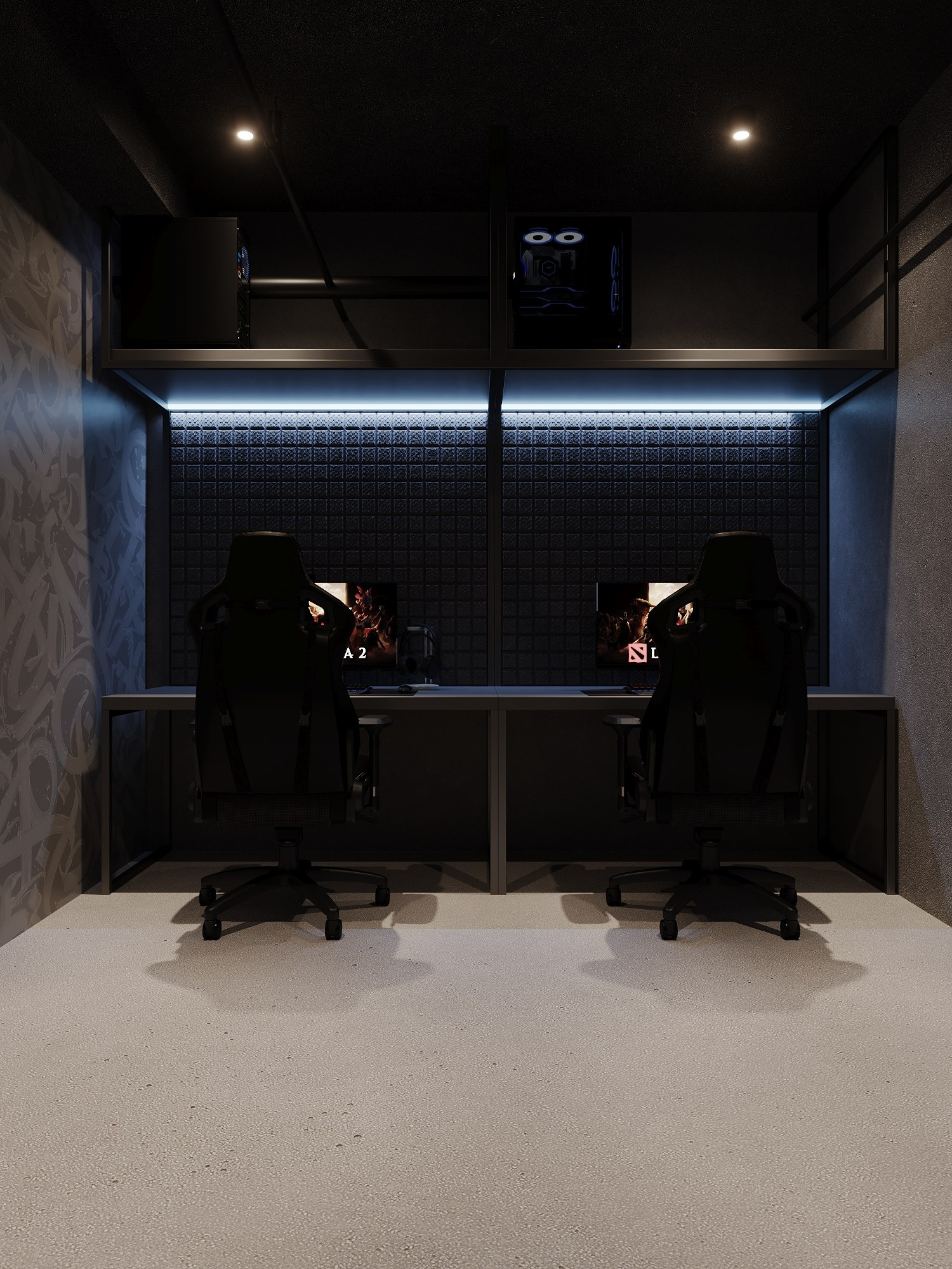 КОМПЬТЕРНЫЙ КЛУБ в КРК «ЗАРЯ» / 520 м². Rezells Architects — студия дизайна жилых и коммерческих интерьеров