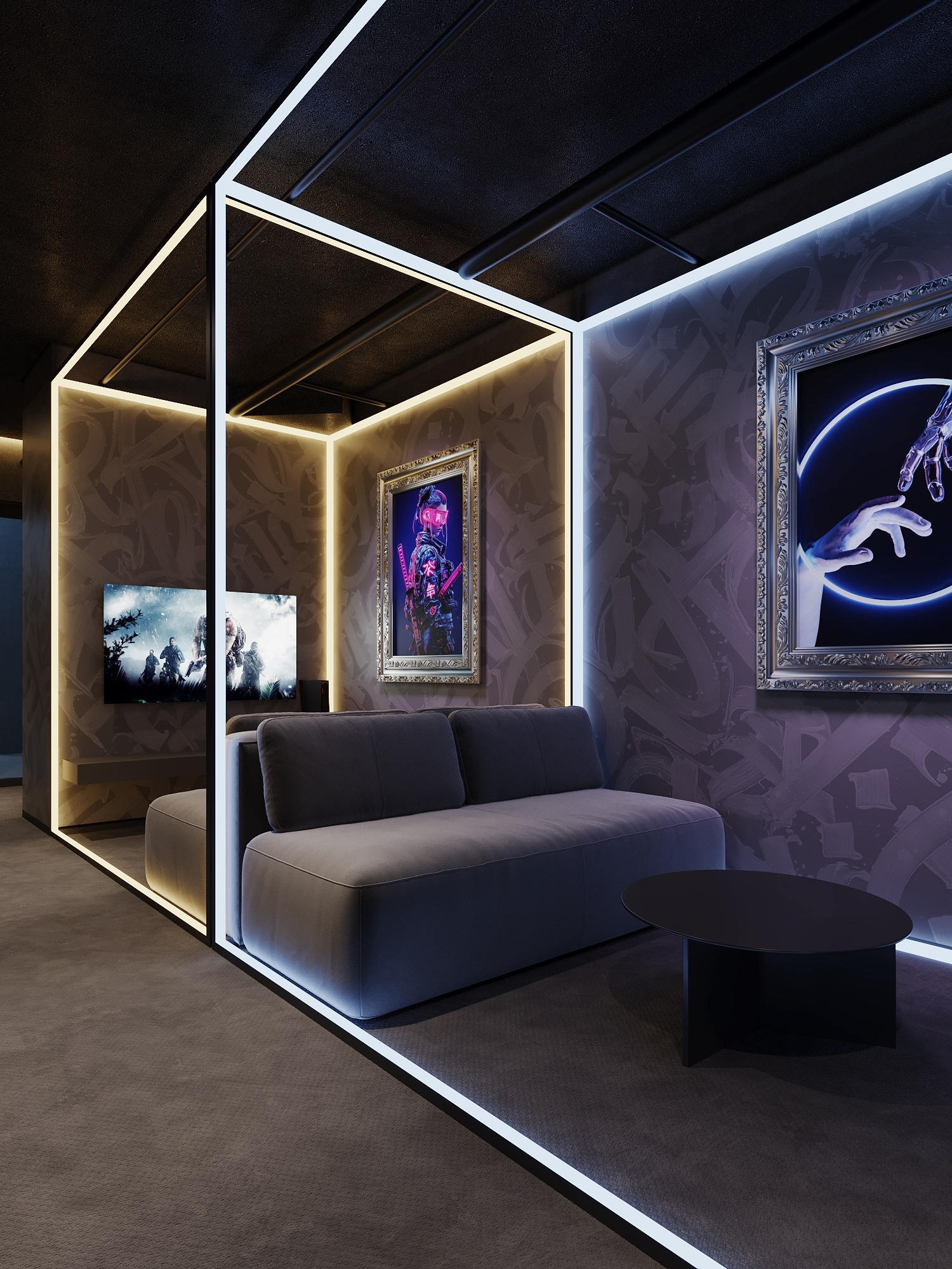 КОМПЬТЕРНЫЙ КЛУБ в КРК «ЗАРЯ» / 520 м². Rezells Architects — студия дизайна жилых и коммерческих интерьеров