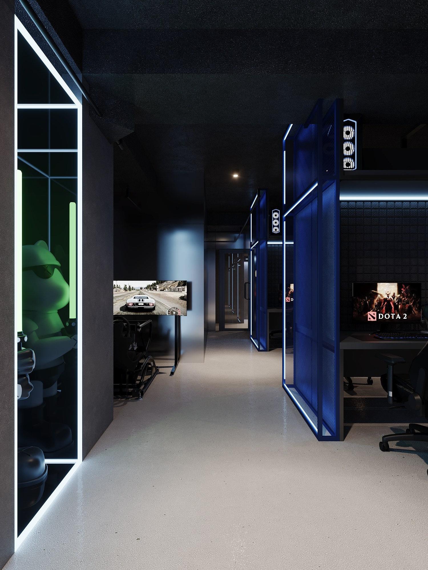 КОМПЬТЕРНЫЙ КЛУБ в КРК «ЗАРЯ» / 520 м². Rezells Architects — студия дизайна жилых и коммерческих интерьеров