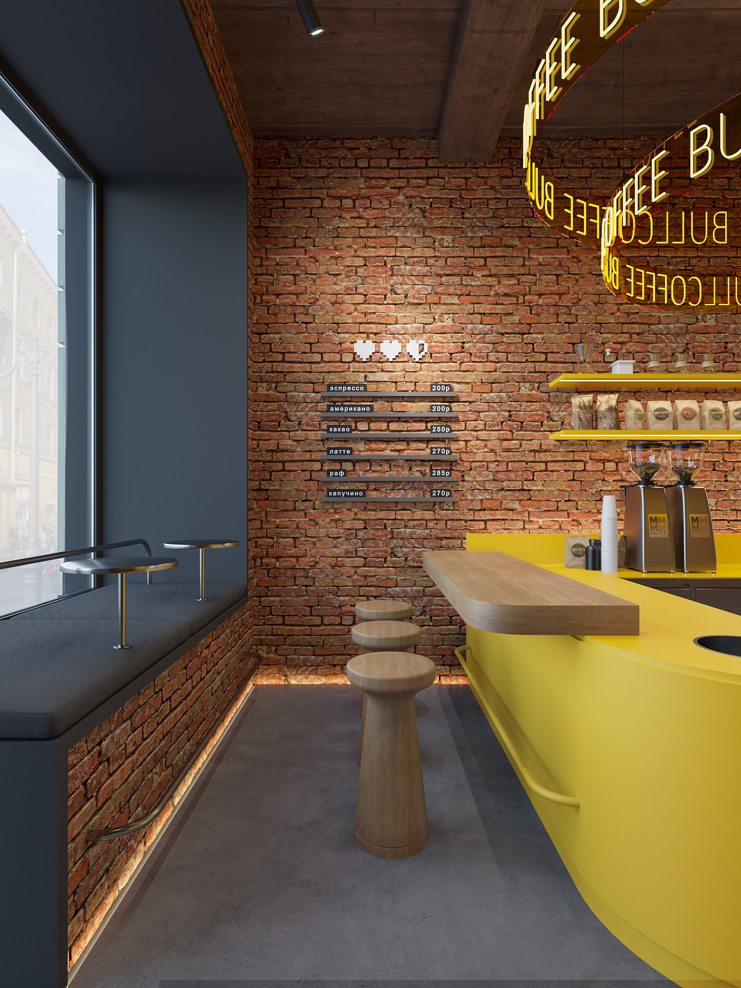 COFFEEBULL / кофейня, 98 м². Rezells Architects — студия дизайна жилых и коммерческих интерьеров