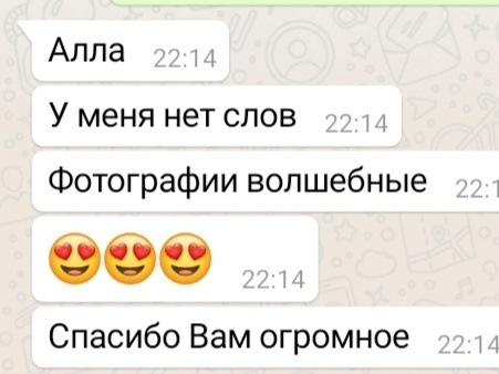 Отзывы. Фотограф Алла Елисеева