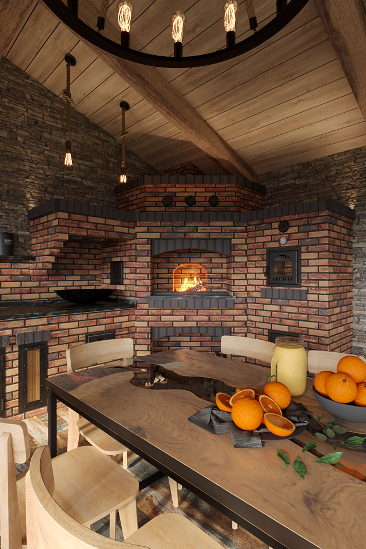 Домик с барбекю комплексом