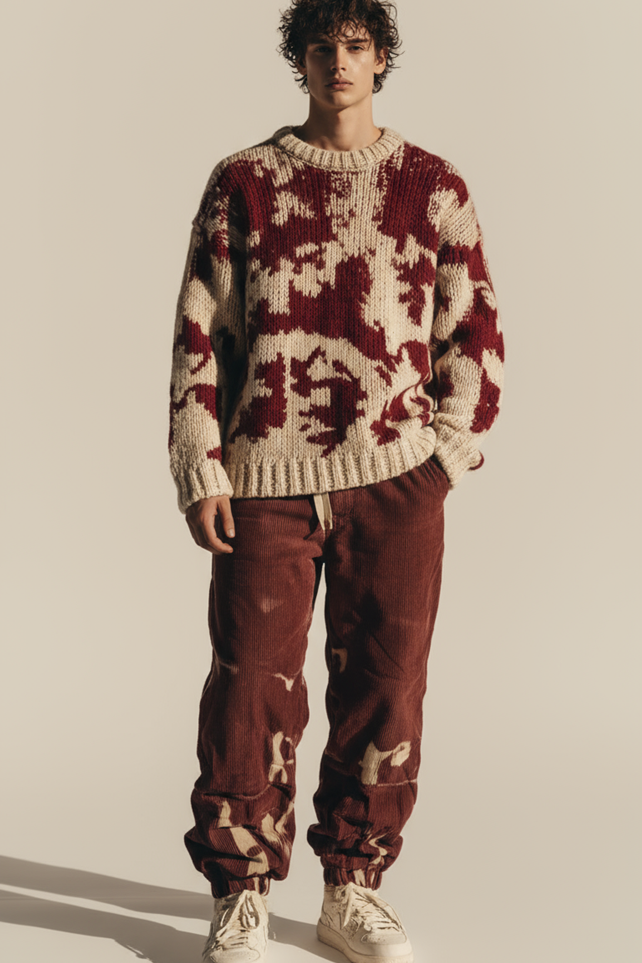 Осенняя коллекция для магазина одежды. Дано - фото свитера на вешалке. Создано - фото с моделью с полном образе, в студии и с реквизитом 