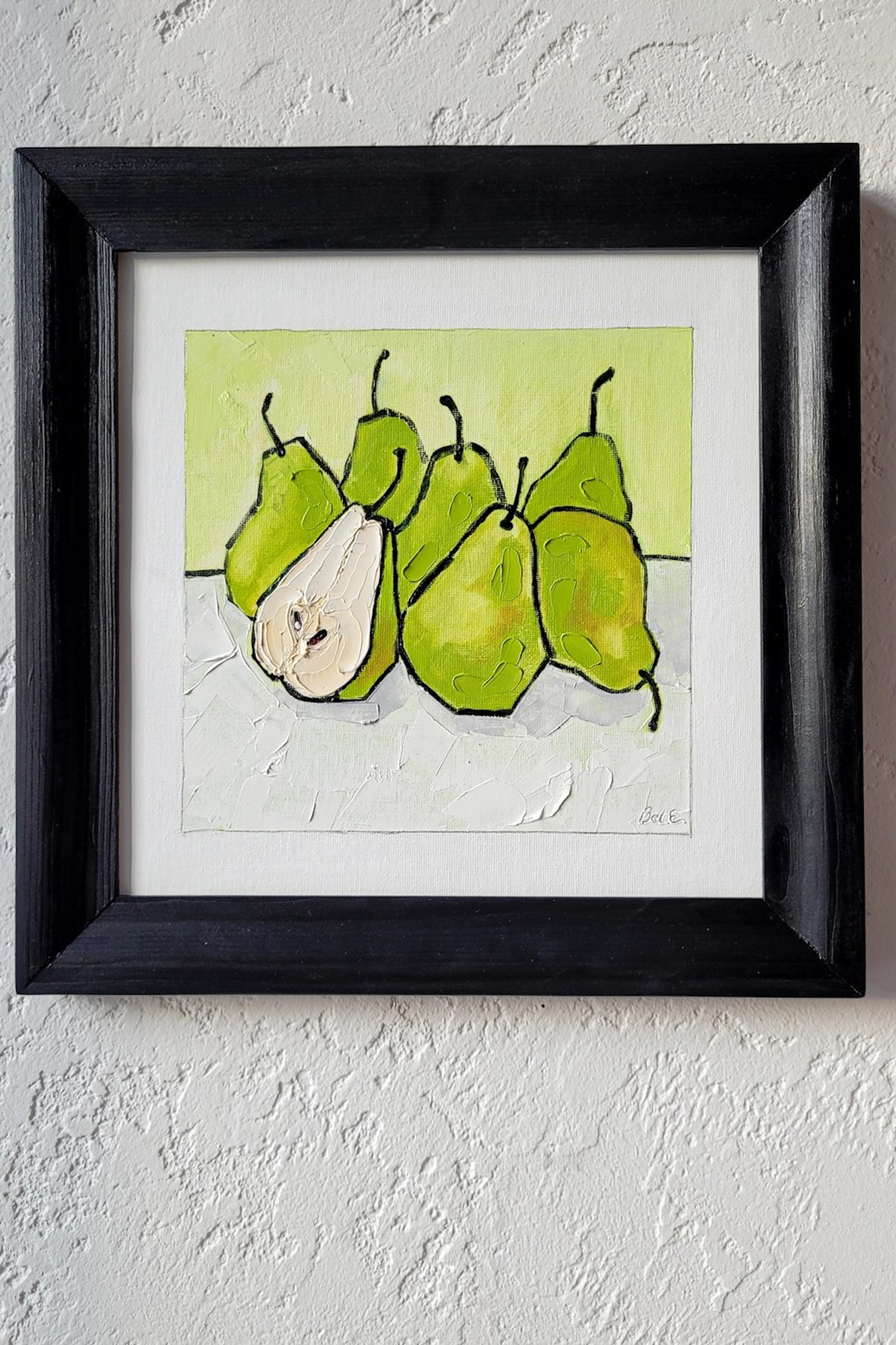 «Зеленые груши», масло, холст на картоне, 25×25 см