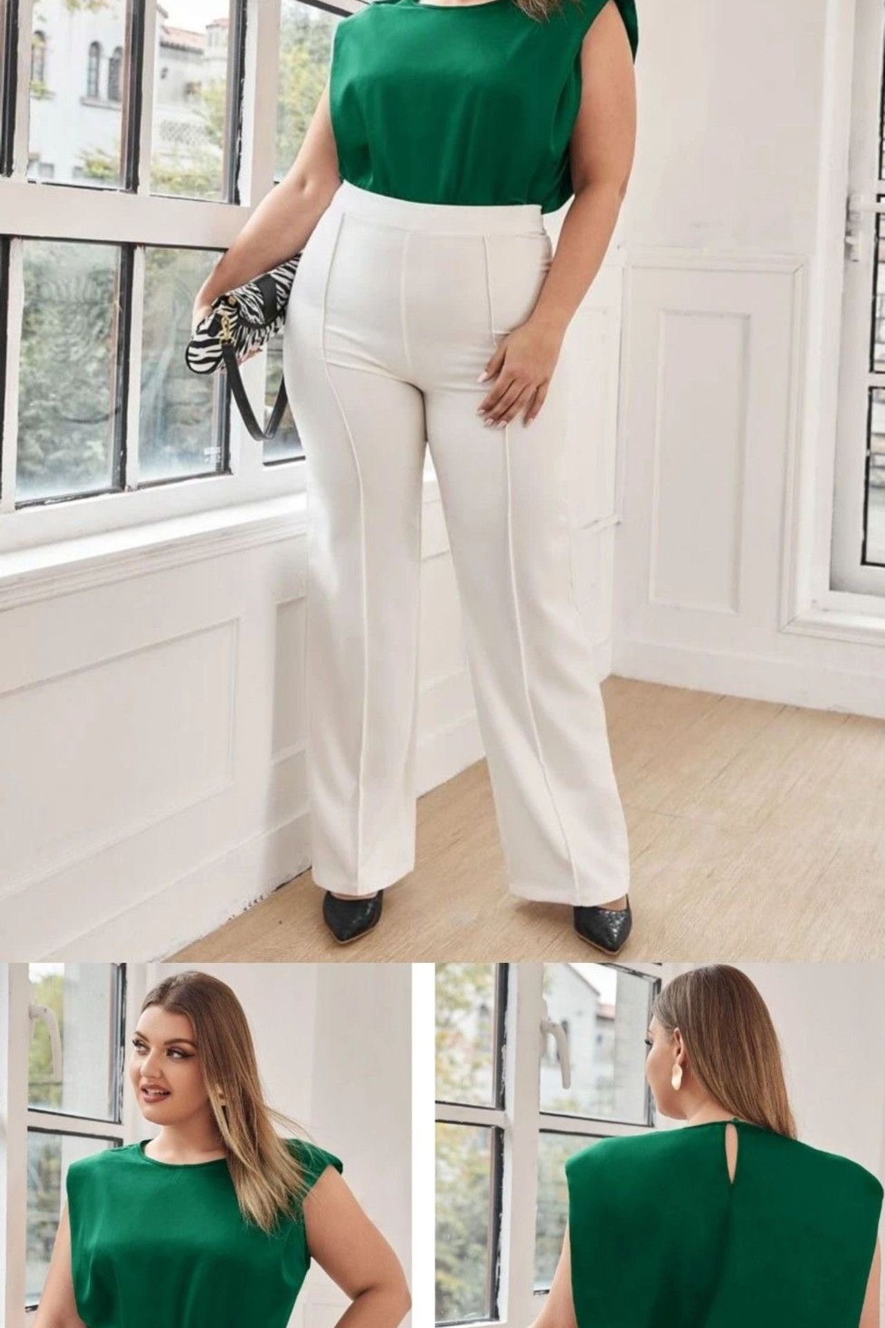 Референс для наряда plus-size с ярким жакетом и брюками