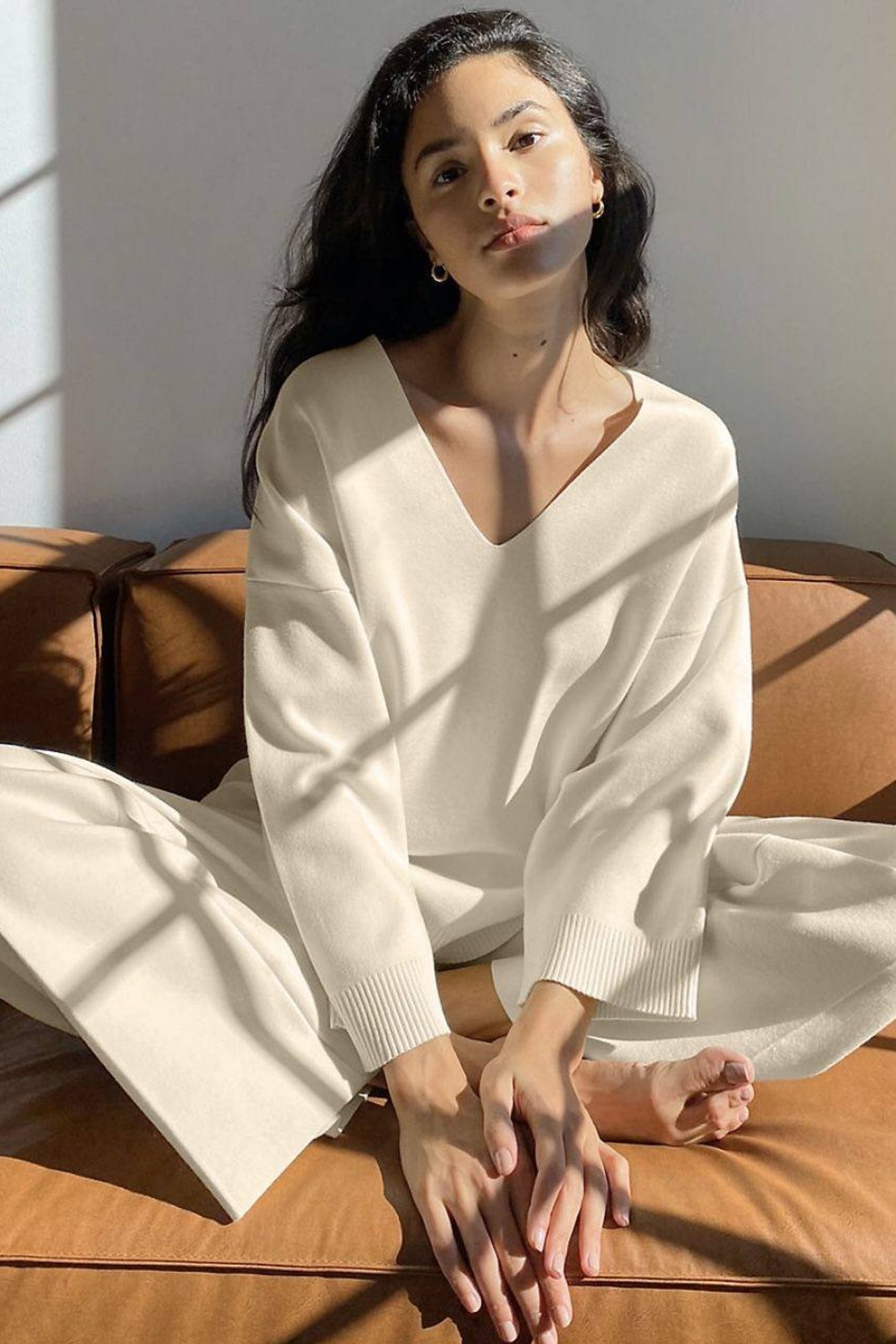 Идея для уютной домашней одежды с эффектом layering.