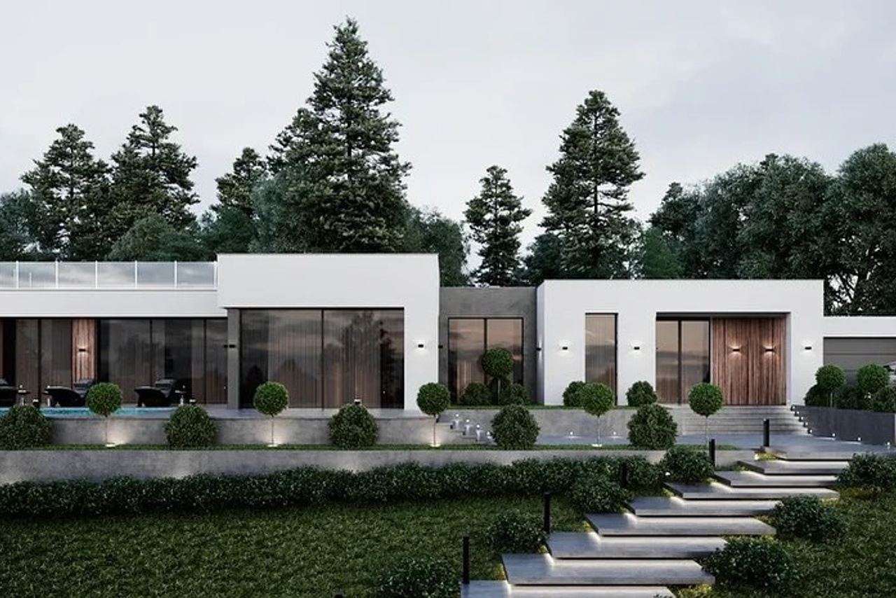 Дом в стиле минимализм в поселке Сукко с прекрасным видом на горы общей площадью 150 кв. м.