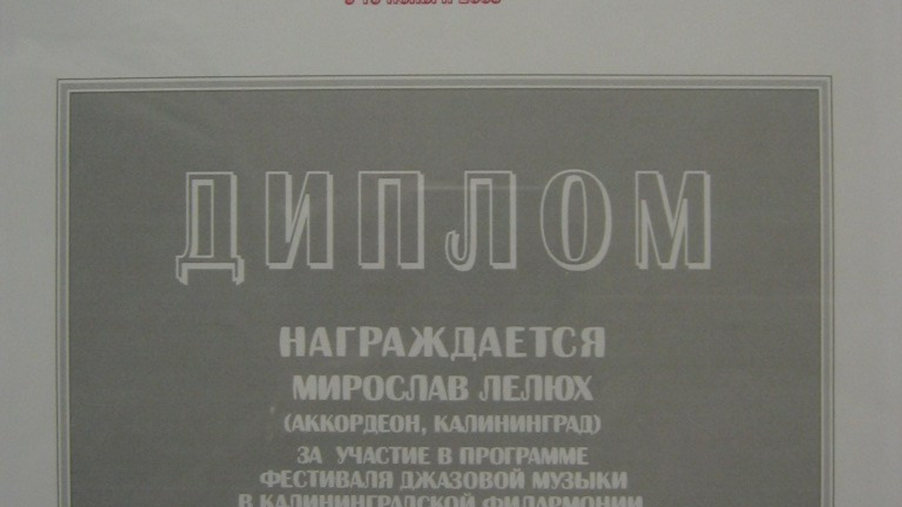 Достижения. Аккордеонист Мирослав Лелюх