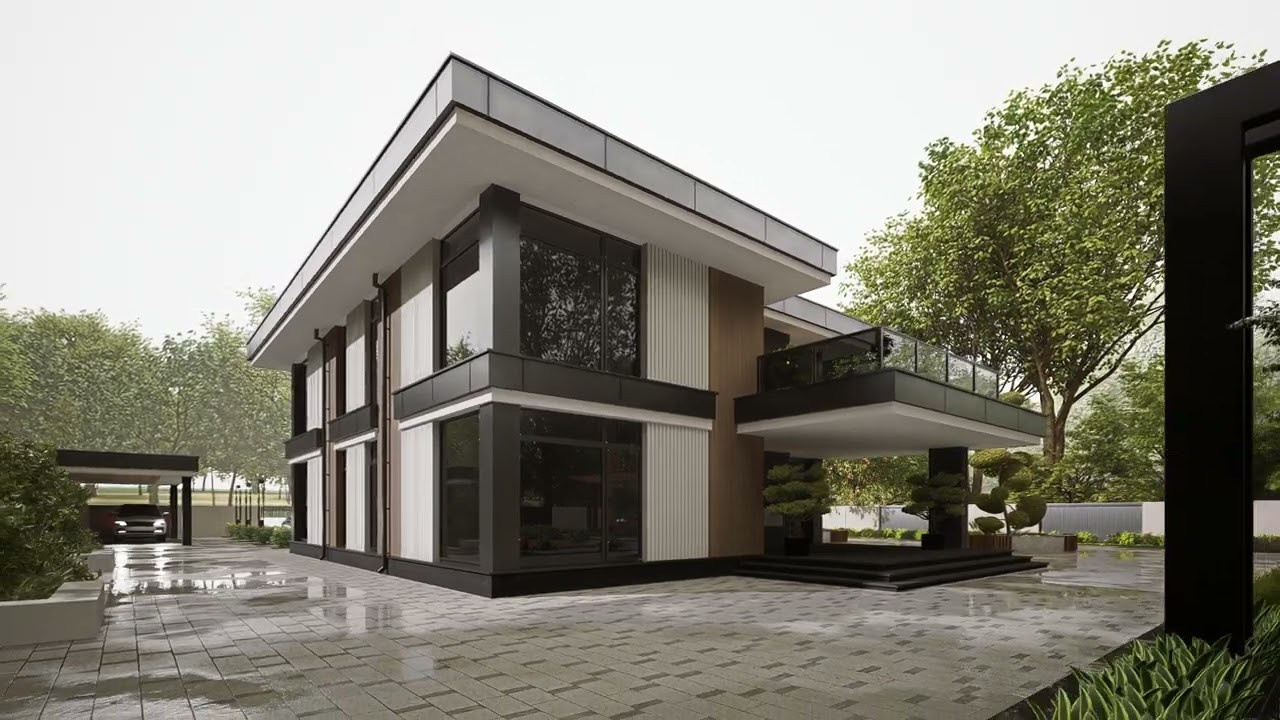 3D видео облет загородного дома в современном стиле. VIDVILLS