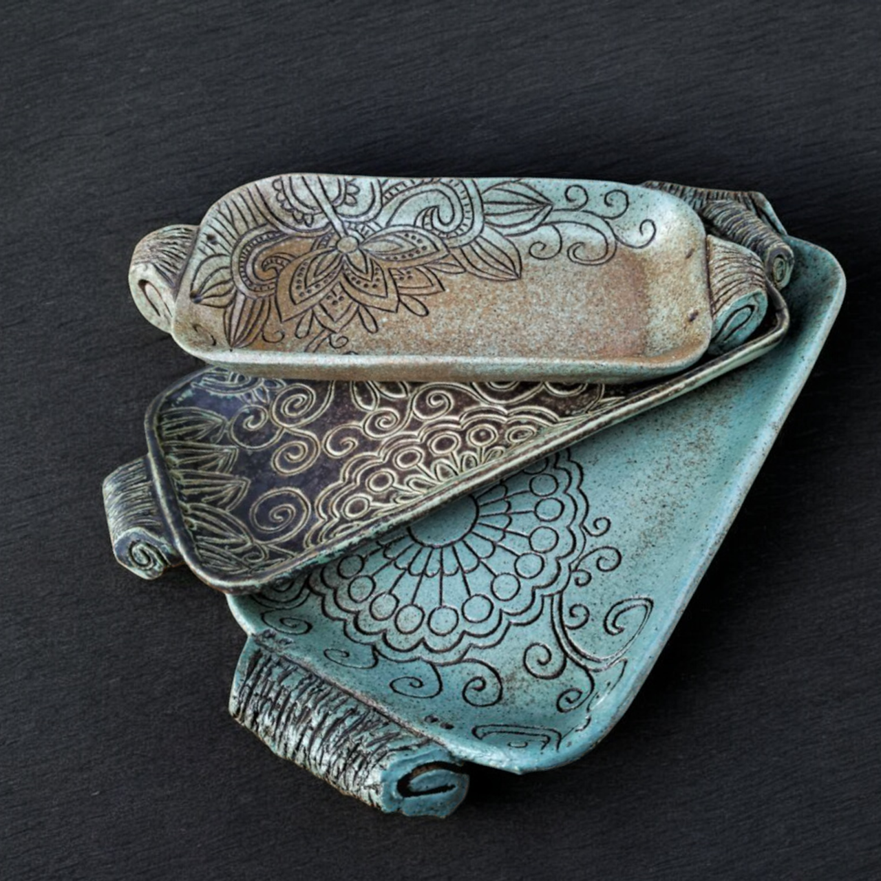 Плейт прямоугольный пейсли. Мстинская Гончарня