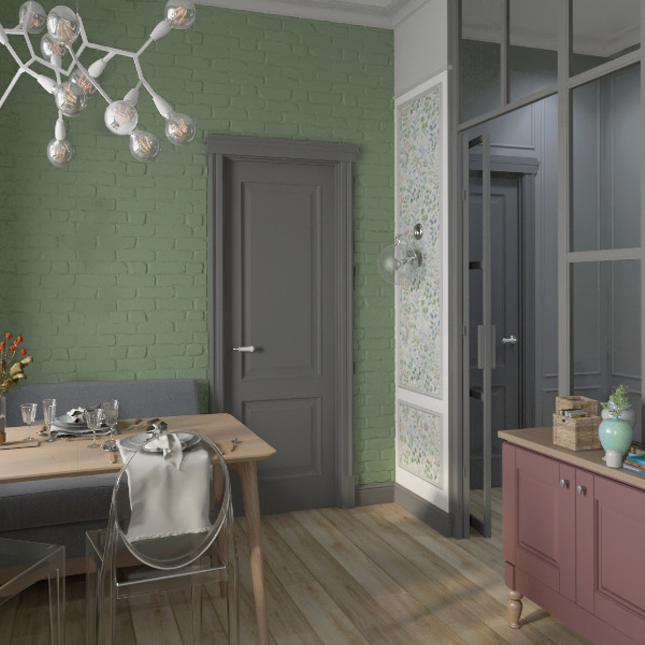 Ивовая ветвь. Квартира 60 м². Мастерская интерьеров Светланы Куксовой. Дизайн и реализация