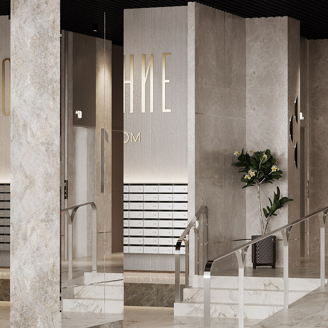 Визуализации Холла. Клубный дом «Отражение». Дизайнер Елена Дрожжина.