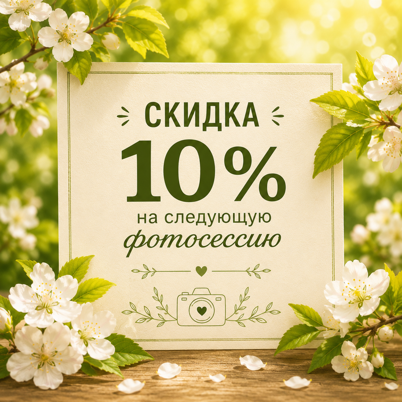 Скидка 10% на следующую фотосессию