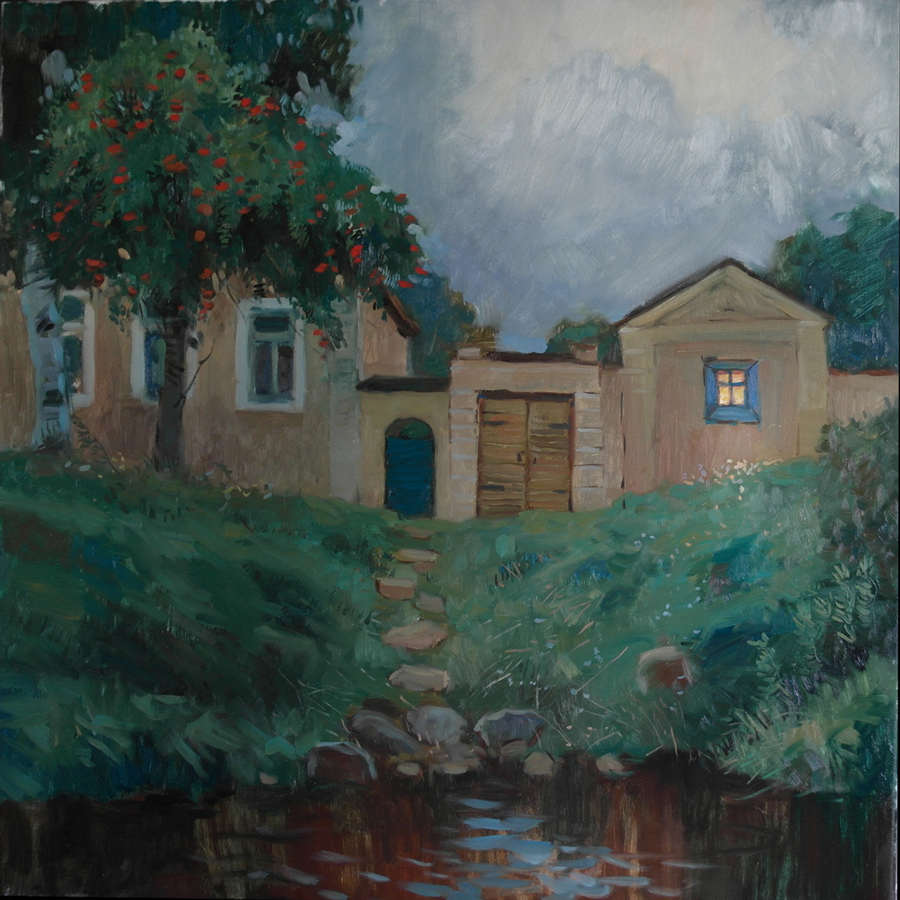 Вечер. Рябина - 80х80см, холст масло