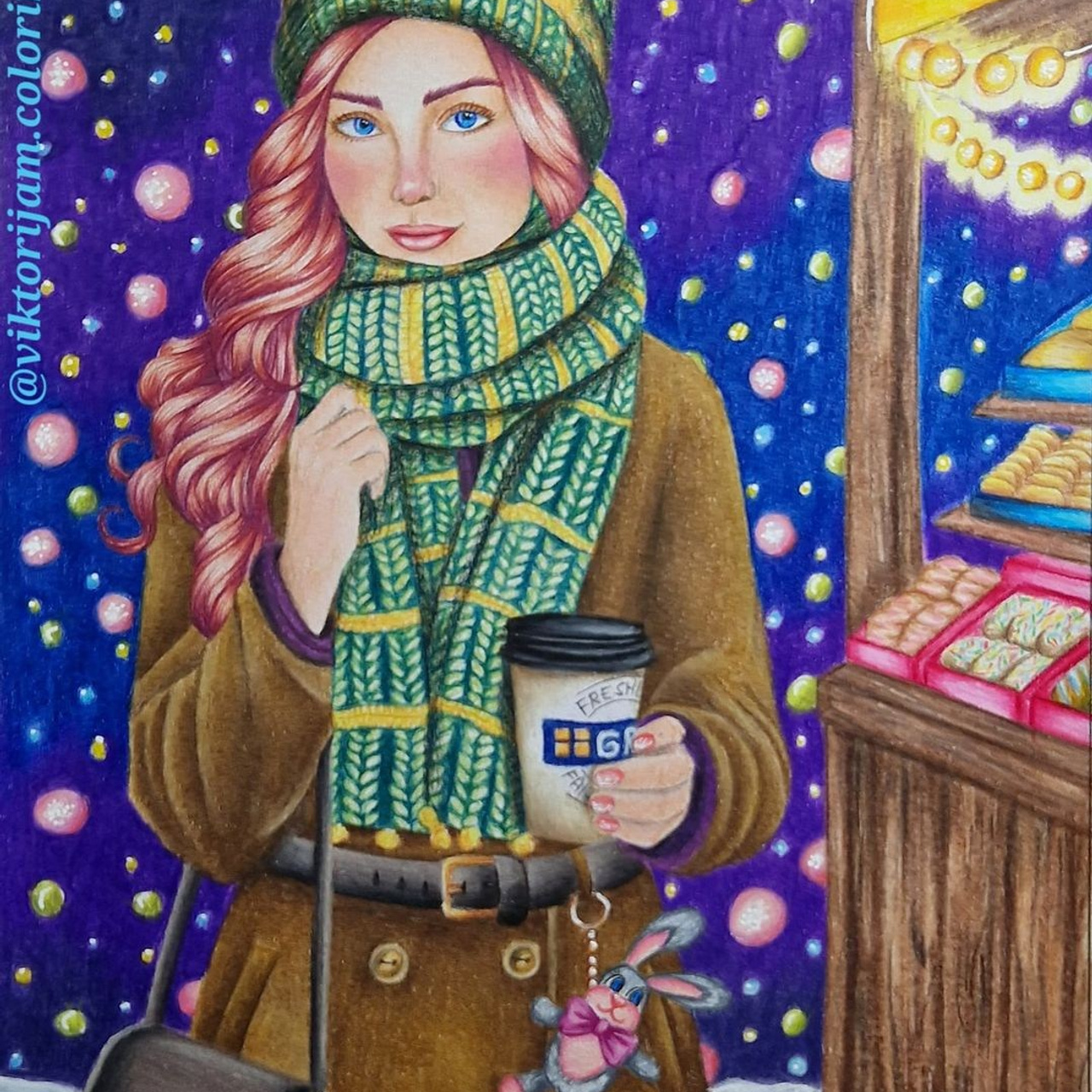 Зимняя раскраска Алёны Лазаревой. Раскраски Алёны Лазаревой