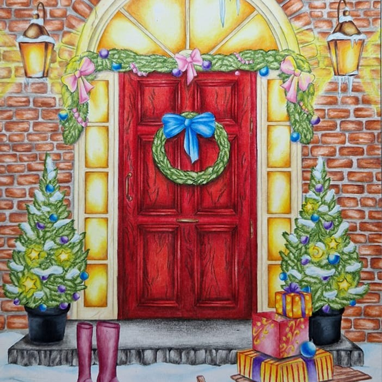 Зимняя раскраска Алёны Лазаревой. Раскраски Алёны Лазаревой