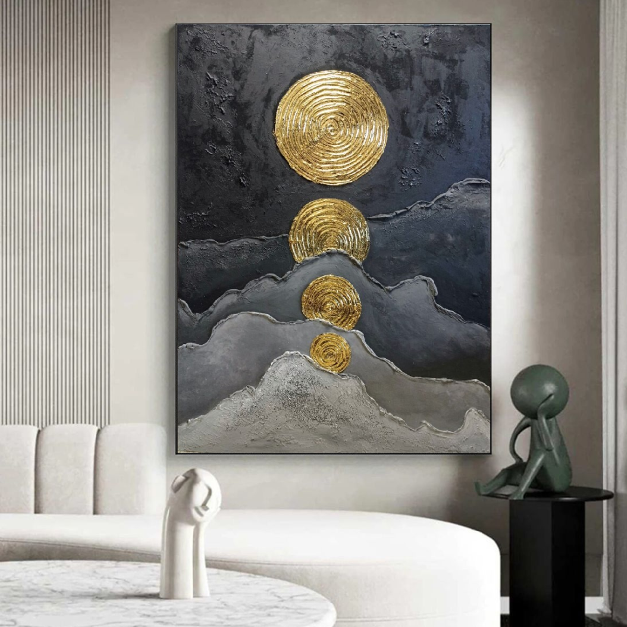 Современная картина в золотых, черных тонах для стильного интерьера. Купить premium art, интерьерные картины в интернет-магазине MONA
