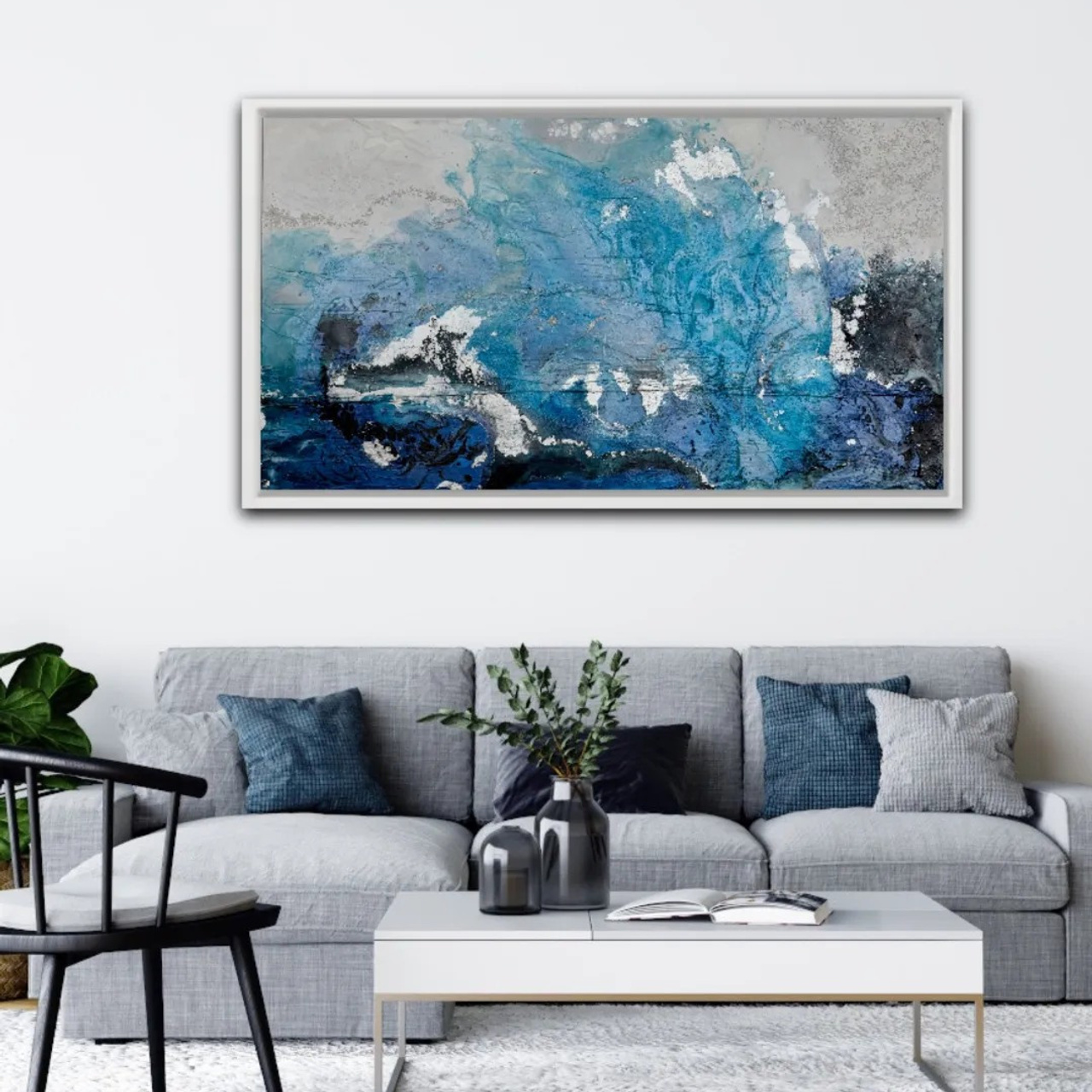 Современная картина в голубых, синих тонах для стильного интерьера. Купить premium art, интерьерные картины в интернет-магазине MONA