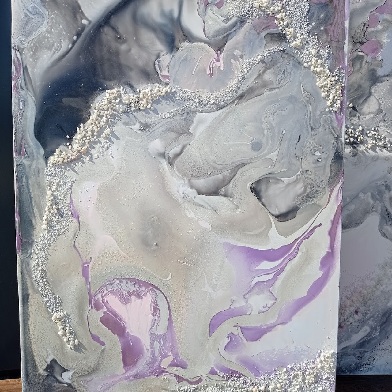 Абстрактная картина в серо-синих-фиолетовых оттенках в стильный дом. Купить premium art, интерьерные картины в интернет-магазине MONA