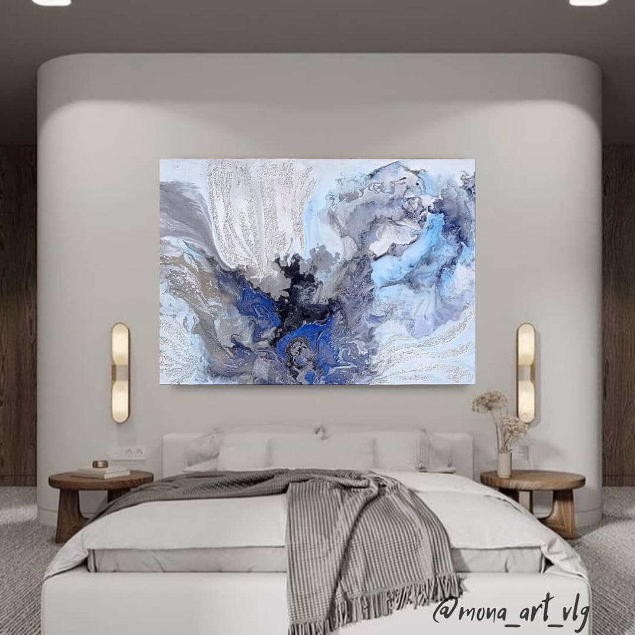 Абстракционная картина выполненная в сереневых тонах. Купить premium art, интерьерные картины в интернет-магазине MONA