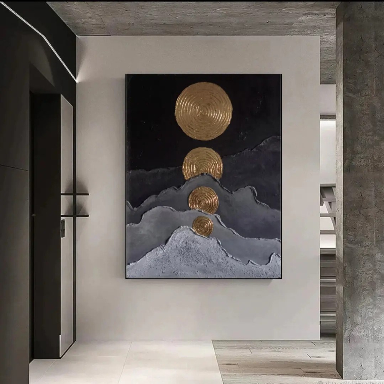 Современная картина в золотых, черных тонах для стильного интерьера. Купить premium art, интерьерные картины в интернет-магазине MONA