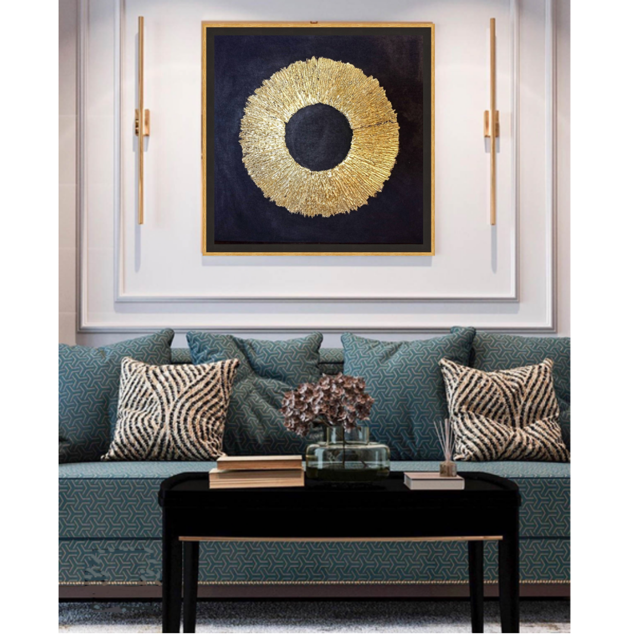 Эстетичные объемная картина для современных интерьеров Золотое солнце. Купить premium art, интерьерные картины в интернет-магазине MONA