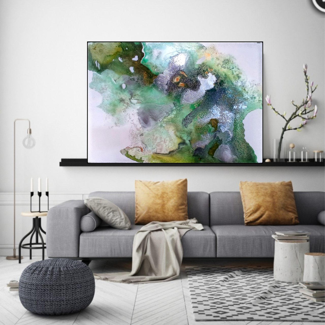 Абстракция в зеленом цвете для современного интерьера. Купить premium art, интерьерные картины в интернет-магазине MONA