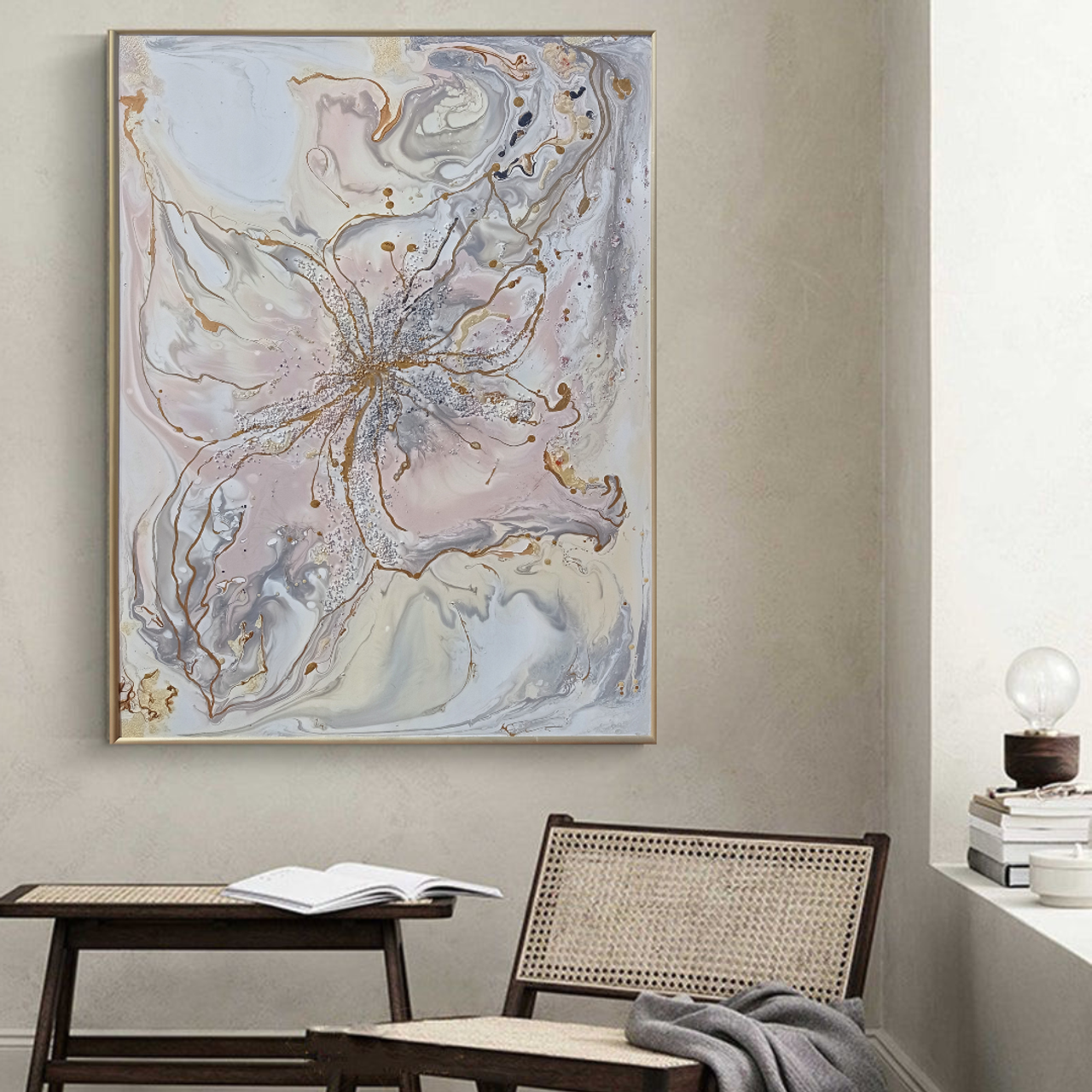 Абстрактная картина в серо-синих-фиолетовых оттенках в стильный дом. Купить premium art, интерьерные картины в интернет-магазине MONA