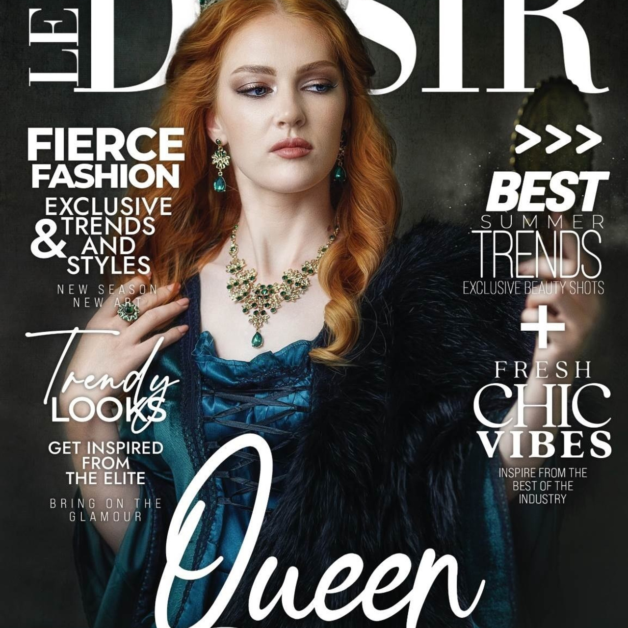 Обложка международного глянцевого журнала Le Desir (Афины, Греция),а также на нескольких разворотах элитного издания.