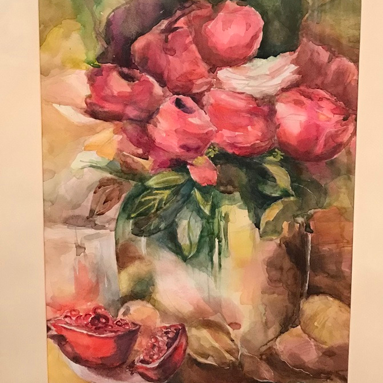 Still life with roses and pomegranate - to but artwork