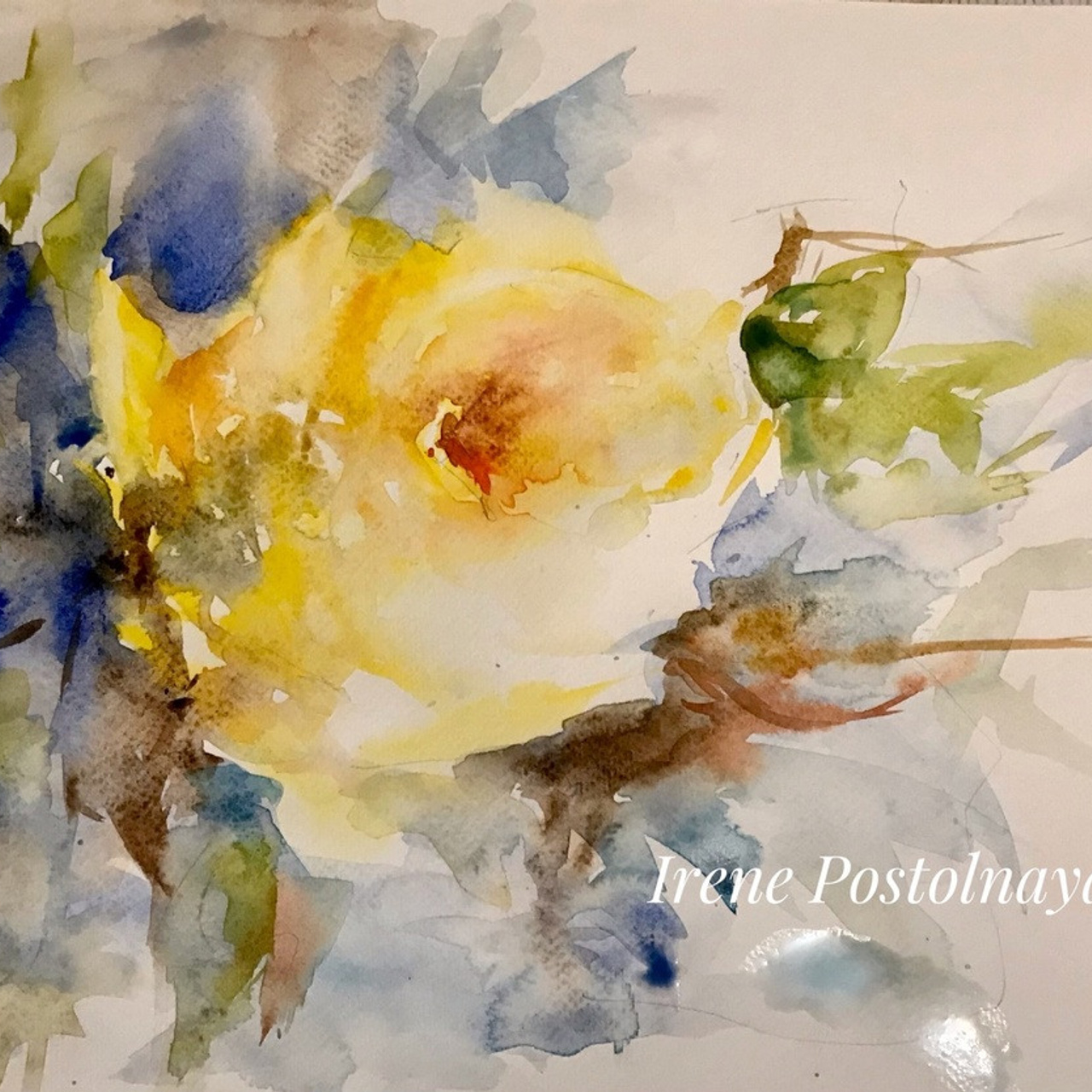 The gentle scent of a rose, painting by Irene Postolnaya, to buy a watercolor painting