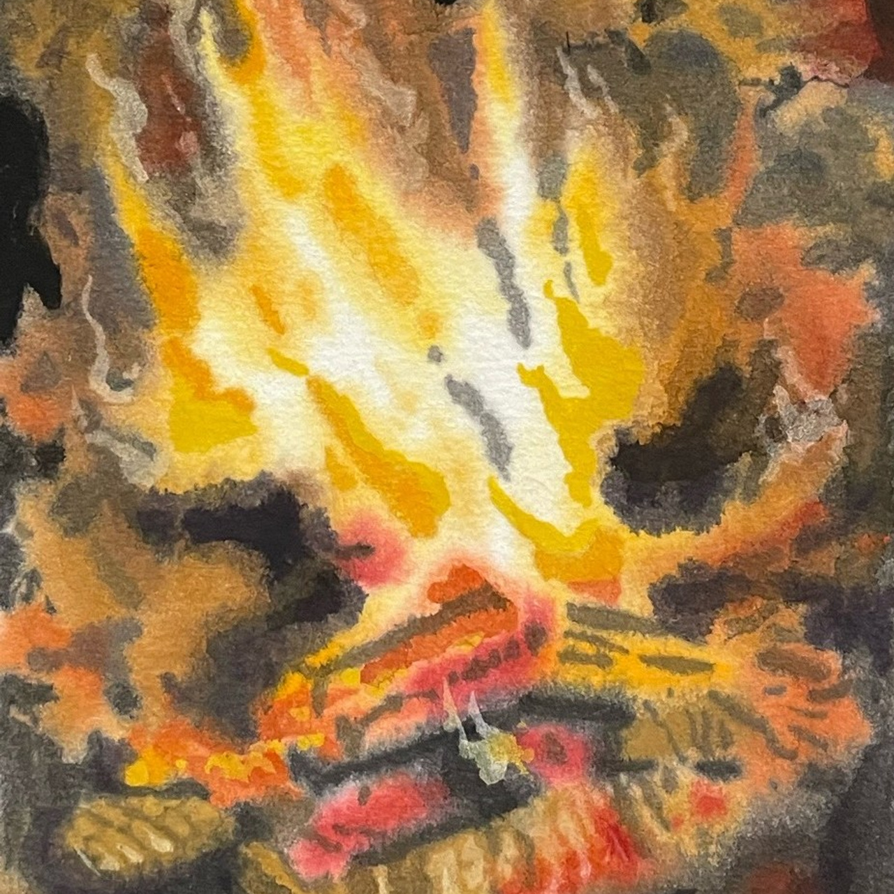 «Огонь». Акварель, 10х14,5 см., 2026