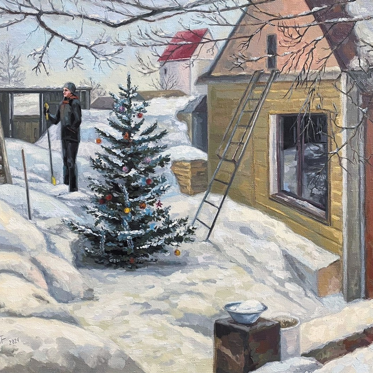 «К дедушке на Новый год». Масло, 50х60 см., 2024