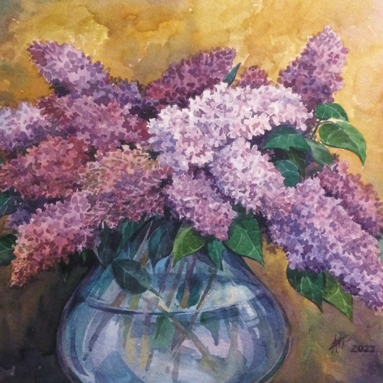 «Сирень». Акварель, 55,5х45,5 см., 2023