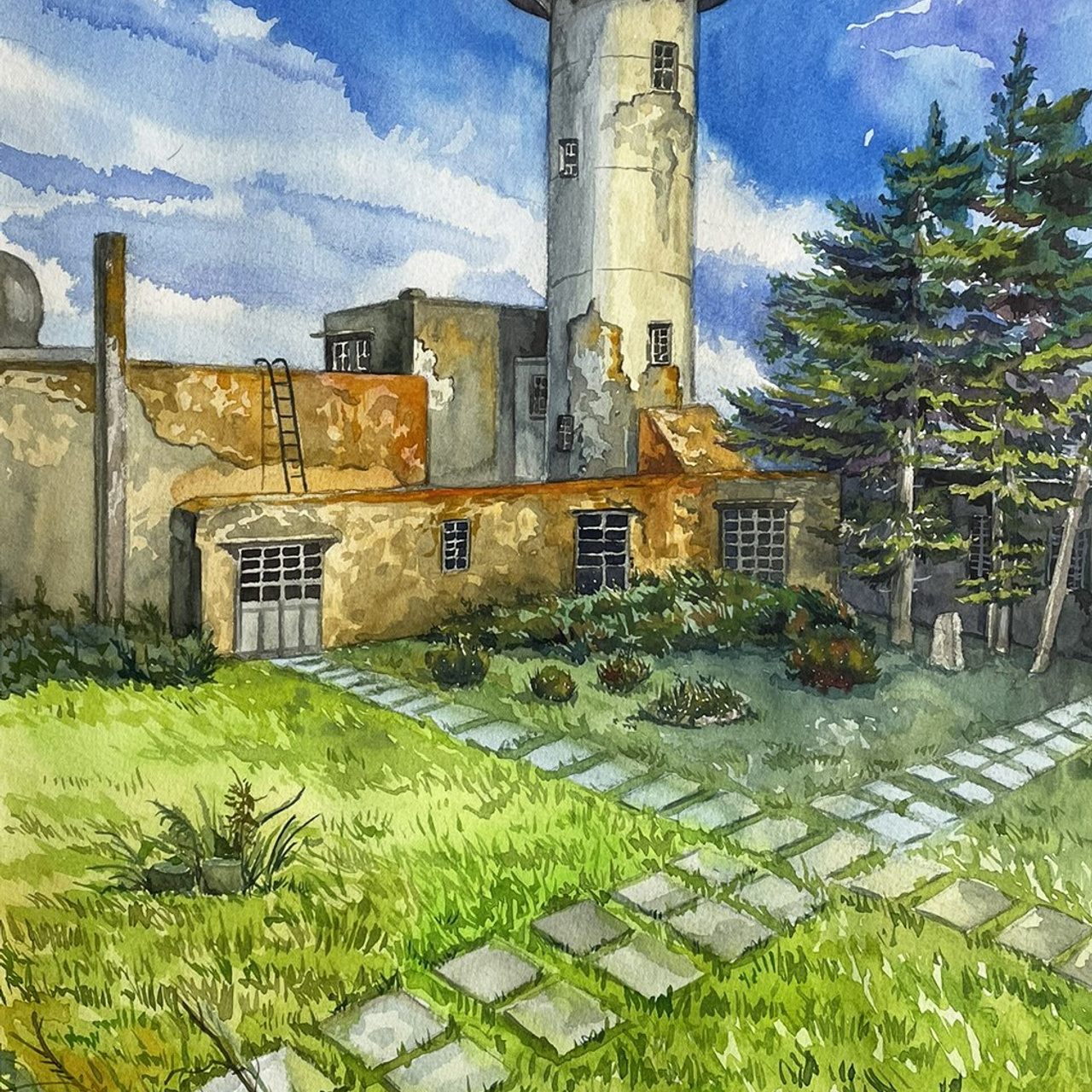 «Маяк Тонин на мысе Свободном». Акварель,  30х45 см., 2025