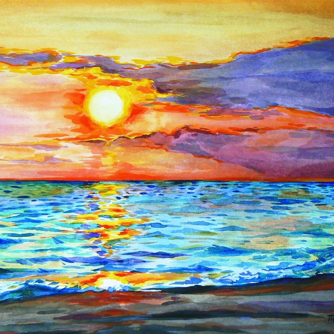 Море. Сахалин. Акварель. Прекраснова. Prekrasnova